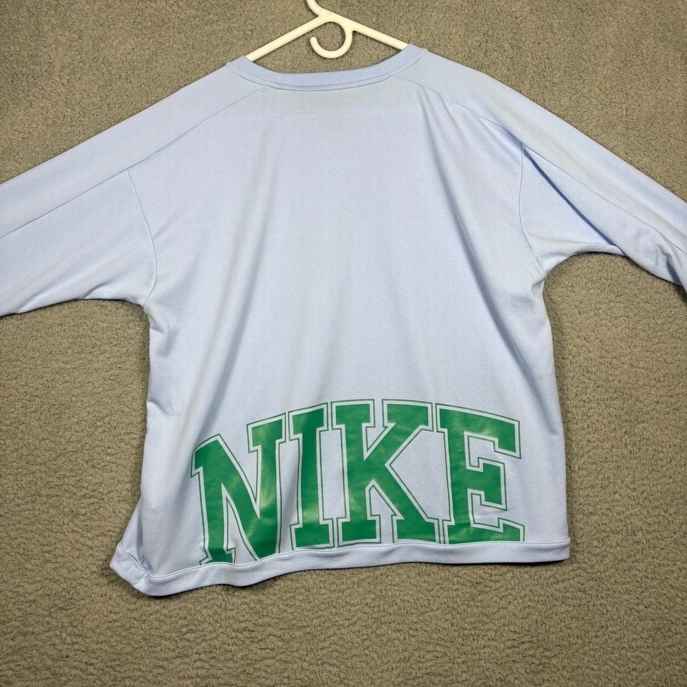 Nike Running Dri-FIT Long Sleeve Shirt Mens 1X Light Blue Green Graphic Logo